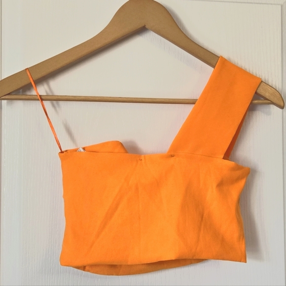 ZARA Orange one shoulder Crop - Picture 2 of 3